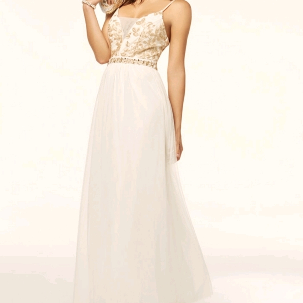 Metallic bodice ball gown